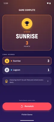 The winning team at the end of a game